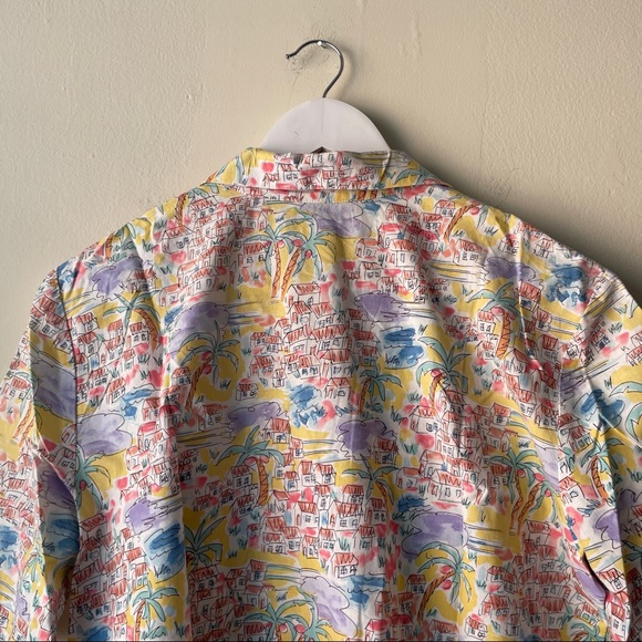 Doncaster Multicolored Cotton House & Tree's Print Notch Collar S/S Blouse - 12 - Picture 5 of 7